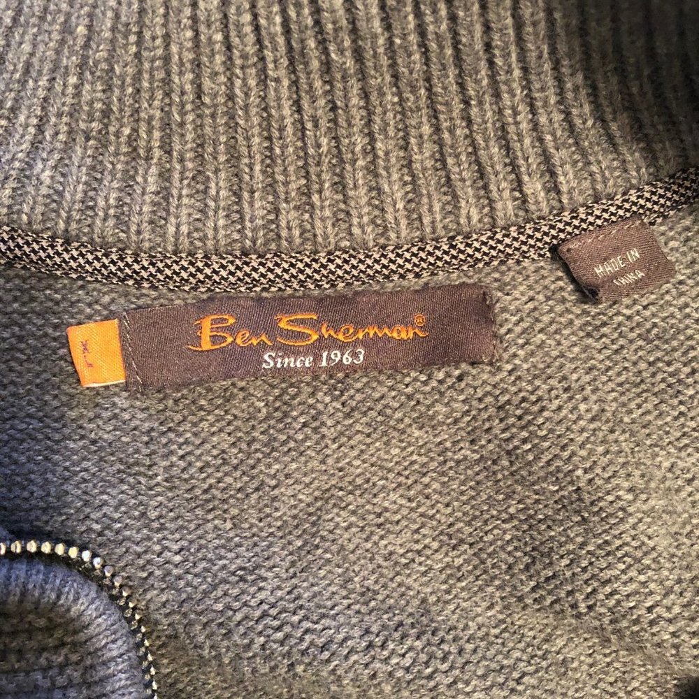 Ben Sherman 1/4 Zip pullover Sweater Men's XL, color grey, cable knit detail - Picture 5 of 8